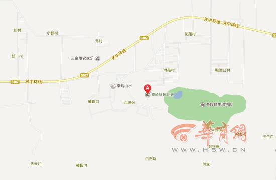 A處為事故發(fā)生地點(diǎn)“秦嶺歡樂(lè)世界”。