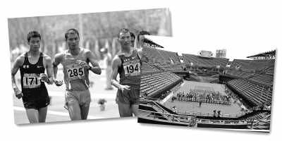 左圖:5月10日,遼寧隊(duì)選手耿志耀(左一)在十二運(yùn)男子50公里競走比賽中。 　　新華社記者 李 鋼攝 　　右圖:6月10日,十二運(yùn)網(wǎng)球團(tuán)體賽在大連正式開拍,部分比賽遭遇了“零觀眾”的尷尬場面。 　　人民視覺