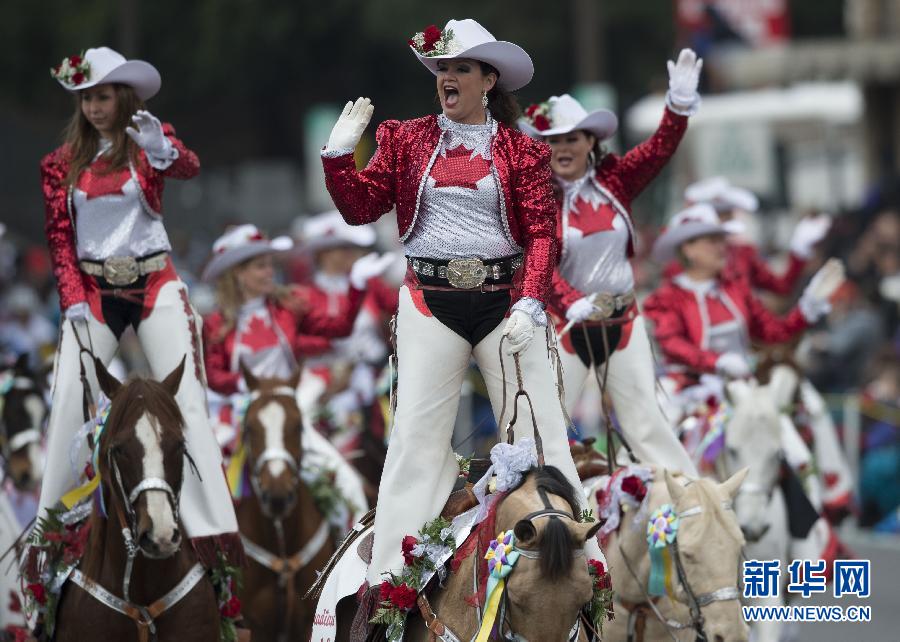 美國(guó)帕薩迪納舉行第124屆玫瑰花車游行
