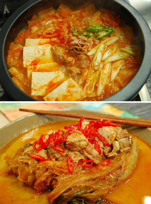 　　上圖為金槍魚(yú)泡菜湯,下圖為泡菜雜燴湯。