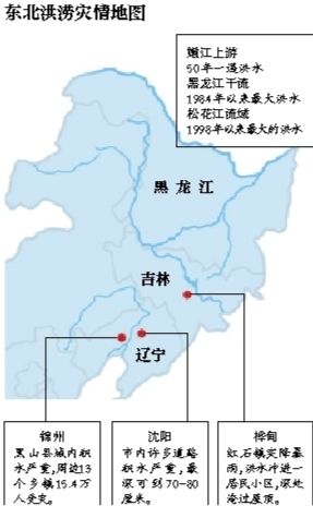 受持續(xù)降雨的影響，嫩江、松花江、黑龍江等3條大江同時(shí)出現(xiàn)超警戒水位的流域性大洪水