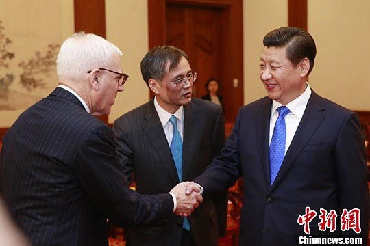 10月23日，中國國家主席習近平在北京釣魚臺國賓館會見清華大學經(jīng)濟管理學院顧問委員會海外委員。