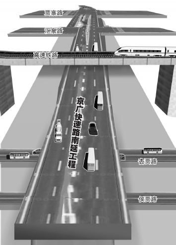 在與南四環(huán)交叉口設置全互通立交，跨越豫一路、中州大道后和繞城高速銜接，在中州大道和繞城高速建設組合立