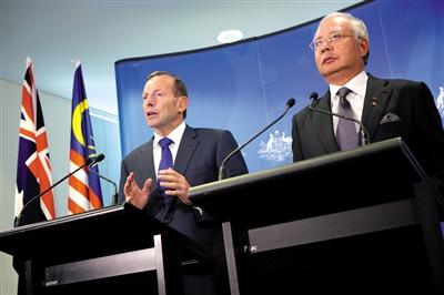 3日，澳大利亞珀斯城區(qū)，澳大利亞和馬來(lái)西亞兩國(guó)總理舉行聯(lián)合發(fā)布會(huì)。