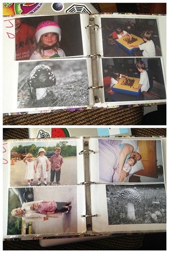 圖五：這位老爹最神的是，把一棵蘑菇的照片放進了家庭相冊里，真正地作為家人來對待。